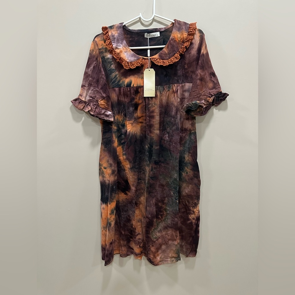 Women’s sleepwear with lace trim,soft,short sleeve pajama size S.